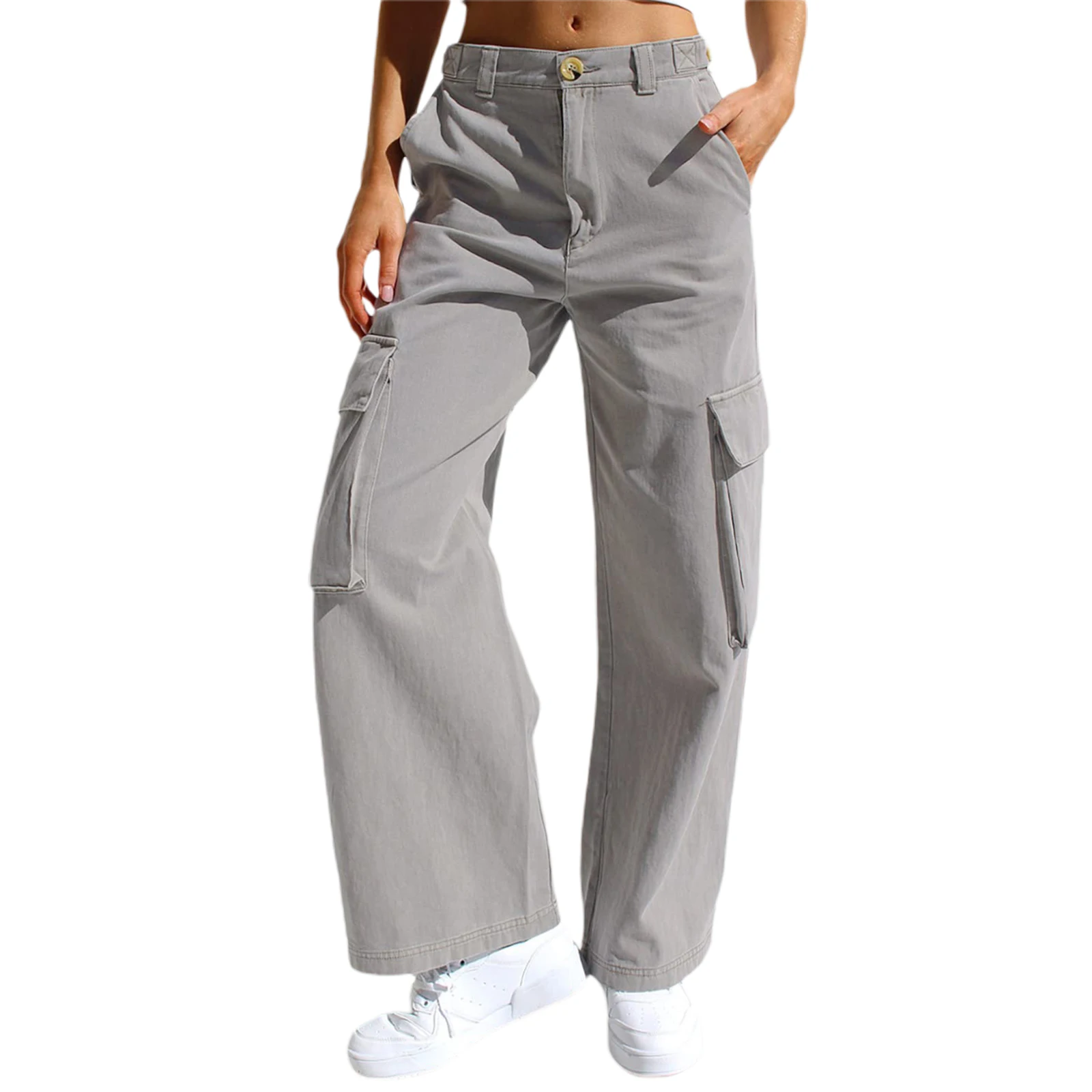 2023 Женски свободни панталони-карго Модни дамски ежедневни обикновена широки панталони-джоггеры с множество джобове за градинска дрехи