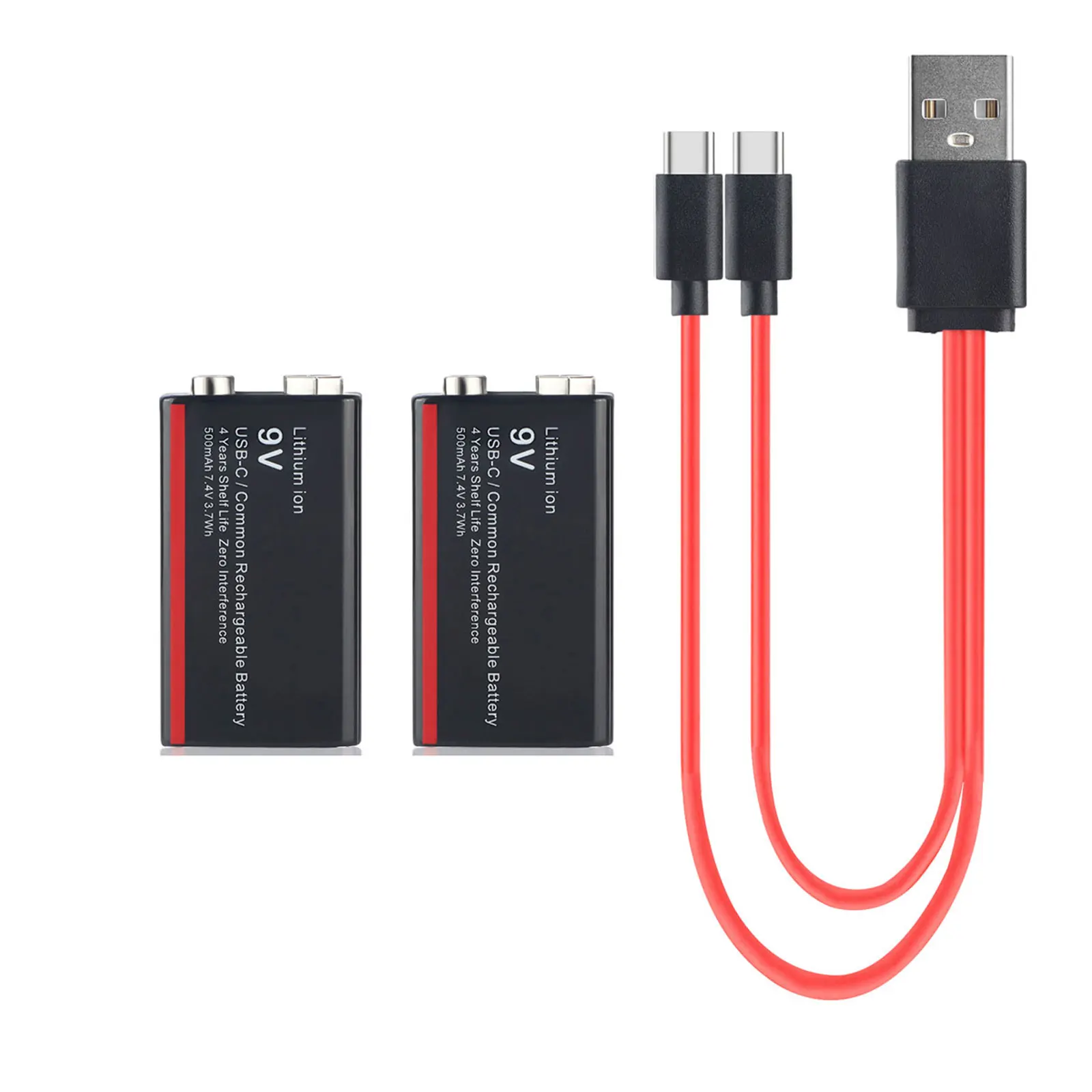 Soshine 2 ЕЛЕМЕНТА USB 9V 500mAh Батерия 6F22 USB Type-C, 7,4 В, литиево-йонна акумулаторна батерия, Индикатор за захранване