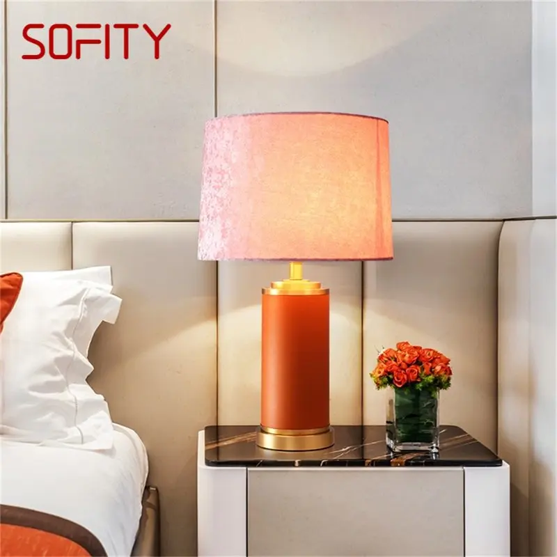 Настолна лампа SOFITY, месинг червена настолна лампа, модерна творческа led украса за дома спални