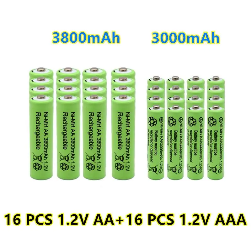 Нови NI-MH акумулаторни батерии 1.2 AA 3800 mah + 1.2 AAA 3000 mah Акумулаторна NI-MH батерия